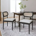Sedia da pranzo Hartmut Modern Ratten con gambe in legno massello ART OF LIVING DESIGNS