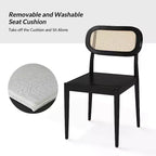 Sedia da pranzo Hartmut Modern Ratten con gambe in legno massello ART OF LIVING DESIGNS