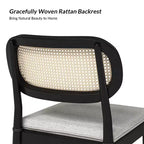 Sedia da pranzo Hartmut Modern Ratten con gambe in legno massello ART OF LIVING DESIGNS