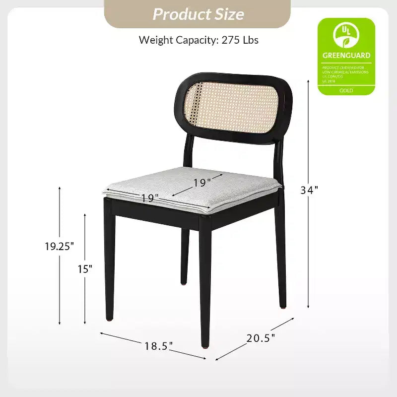 Sedia da pranzo Hartmut Modern Ratten con gambe in legno massello ART OF LIVING DESIGNS