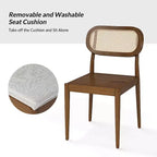 Sedia da pranzo Hartmut Modern Ratten con gambe in legno massello ART OF LIVING DESIGNS