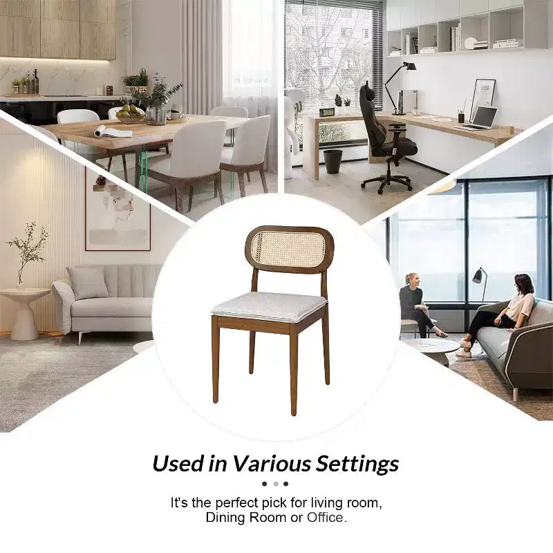 Sedia da pranzo Hartmut Modern Ratten con gambe in legno massello ART OF LIVING DESIGNS