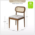 Sedia da pranzo Hartmut Modern Ratten con gambe in legno massello ART OF LIVING DESIGNS