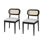 Sedia da pranzo Hartmut Modern Ratten con gambe in legno massello ART OF LIVING DESIGNS