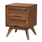 Set da camera da letto Baxton Studio Rina in legno di noce e rattan sintetico in stile Mid-Century Modern