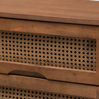 Set da camera da letto Baxton Studio Rina in legno di noce e rattan sintetico in stile Mid-Century Modern