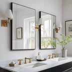 Specchio decorativo da parete rettangolare moderno Dovelina con cornice in metallo - 38x24, Nero