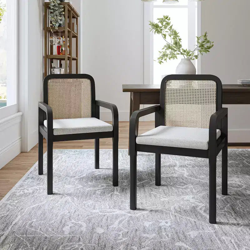Sedia da pranzo Hieromymus Modern Ratten con cuscino rimovibile|HULALA HOME