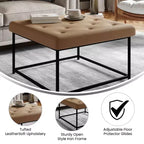 Flash Furniture Ashton Pouf Ottomano Quadrato 30 Imbottito Trapuntato con Telaio in Metallo