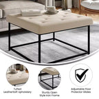 Flash Furniture Ashton Pouf Ottomano Quadrato 30 Imbottito Trapuntato con Telaio in Metallo
