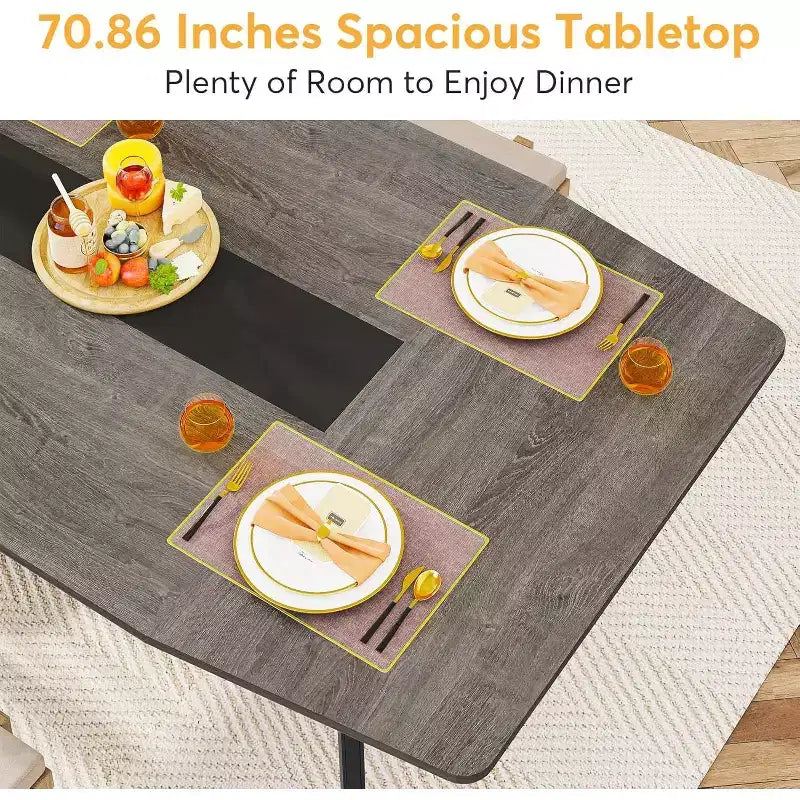 Lantine 70.8 Tavolo da Pranzo a Forma di Barca per 6-8 Persone, Tavolo da Cucina Industriale, Grande Tavolo da Pranzo in Legno per Cucina, Riunioni di Famiglia