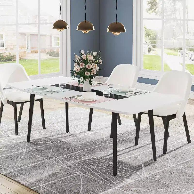 Lantine 70.8 Tavolo da Pranzo a Forma di Barca per 6-8 Persone, Tavolo da Cucina Industriale, Grande Tavolo da Pranzo in Legno per Cucina, Riunioni di Famiglia