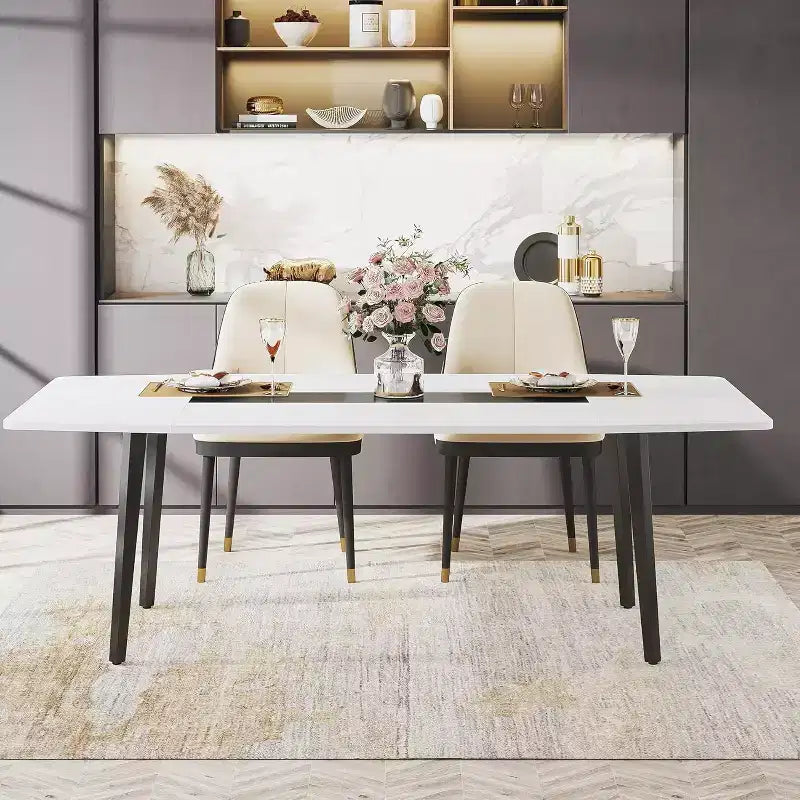 Lantine 70.8 Tavolo da Pranzo a Forma di Barca per 6-8 Persone, Tavolo da Cucina Industriale, Grande Tavolo da Pranzo in Legno per Cucina, Riunioni di Famiglia