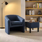 Poltrona imbottita Giles Morden con gambe rimovibili e contenitore Ottaman-BLU NAVY
