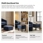 Poltrona imbottita Giles Morden con gambe rimovibili e contenitore Ottaman-BLU NAVY