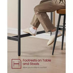 VASAGLE, Bancone Stretto e Lungo, Cucina Sala da Pranzo, Tavolo Alto da Pub, Robusta Struttura in Metallo, Design Industriale, 40 x 120 x 90 cm
