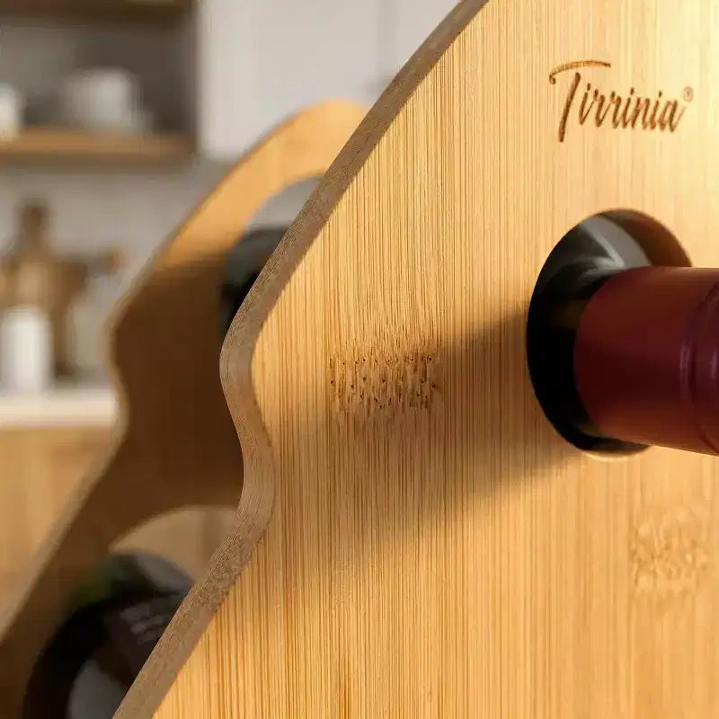Tirrinia Portabottiglie da Vino a Forma di Albero di Natale in Bambù - Supporto Autoportante per 6 Bottiglie per Cucina, Bar e Conservazione Domestica