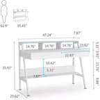 Lantine Modern 47 Scrivania per Computer con Ripiano e Cassetti, Scrivania da Ufficio Tavolo da Studio con Alzamonitor per Ufficio Domestico