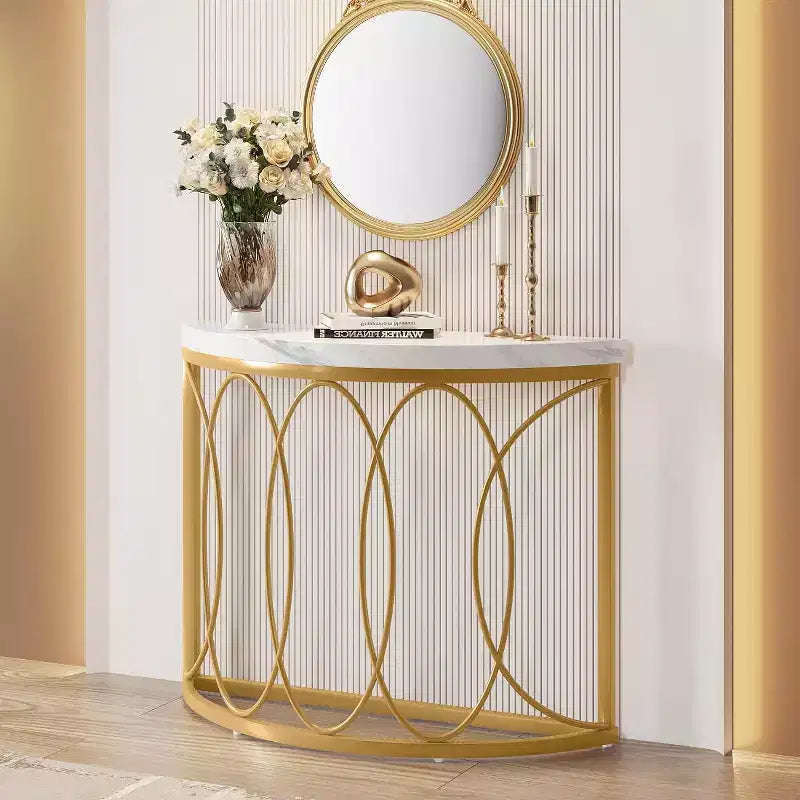 Tavolo console a mezza luna Tribesigns, tavolino da divano semicircolare moderno