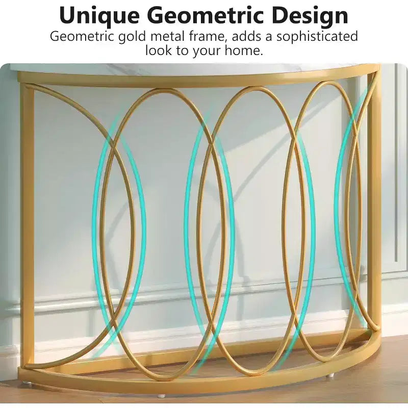 Tavolo console a mezza luna Tribesigns, tavolino da divano semicircolare moderno