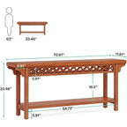 Consolle lunga in legno massello Lantine 70.8, tavolo da divano rustico con contenitore, tavolino stretto per soggiorno ingresso corridoio