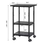 VASAGLE Carrello per Stampante Industriale, Carrello per Macchine a 3 Livelli con Ruote e Piano Regolabile, Scaffale per Carichi Pesanti