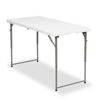 Portable Folding Table 4 ft HDPE Indoor Outdoor Banquet Party Camping Table with Carry Handle, White