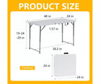 Tavolo Pieghevole Portatile 120 cm HDPE Interno Esterno Banchetto Festa Campeggio con Maniglia, Bianco