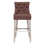 WestinTrends 29 Linen Fabric Tufted Buttons Upholstered Wingback Bar Stool, Brown