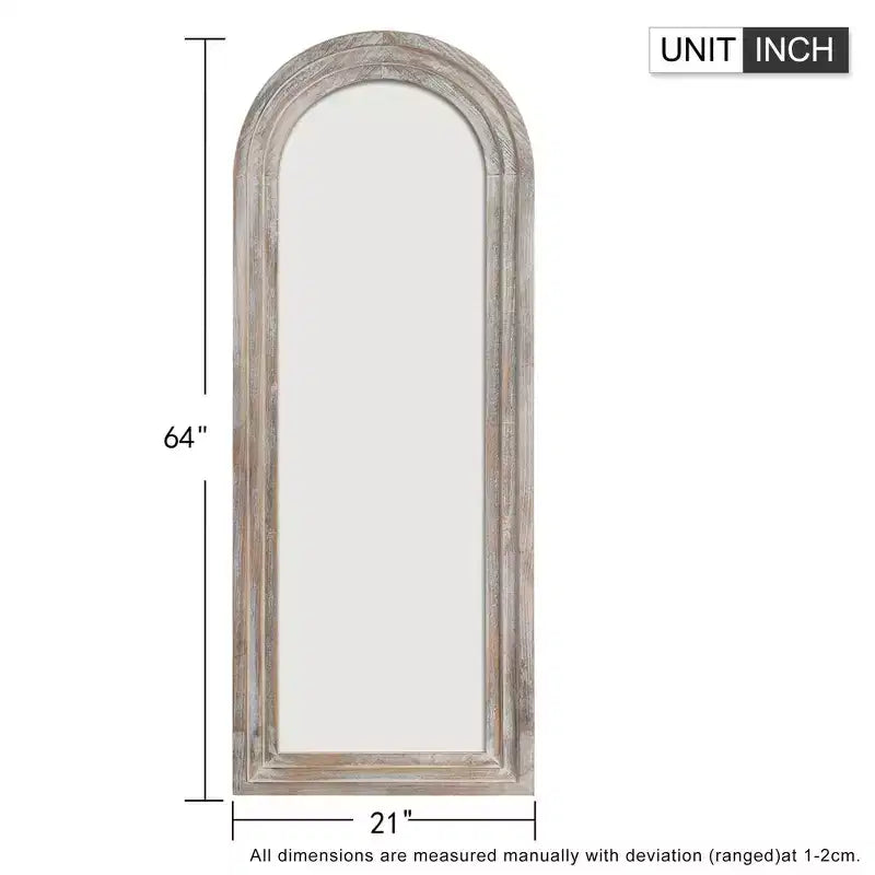 Dovelina Specchio a figura intera con cornice in legno ad arco, da appoggio