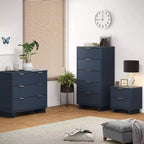 Set camera da letto Manhattan Comfort 3 pezzi Granville Comò stretto con cassettiera e comodino