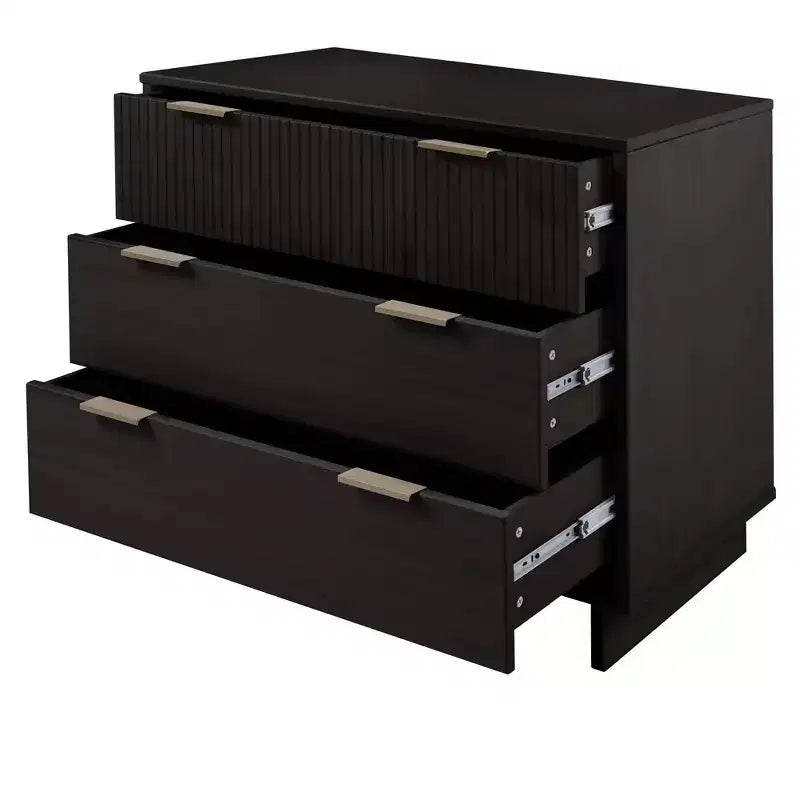 Set camera da letto Manhattan Comfort 3 pezzi Granville Comò stretto con cassettiera e comodino