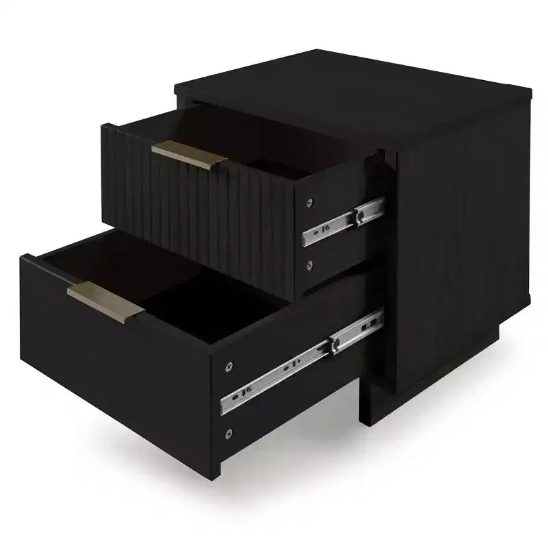 Set camera da letto Manhattan Comfort 3 pezzi Granville Comò stretto con cassettiera e comodino