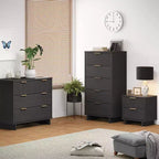 Set camera da letto Manhattan Comfort 3 pezzi Granville Comò stretto con cassettiera e comodino