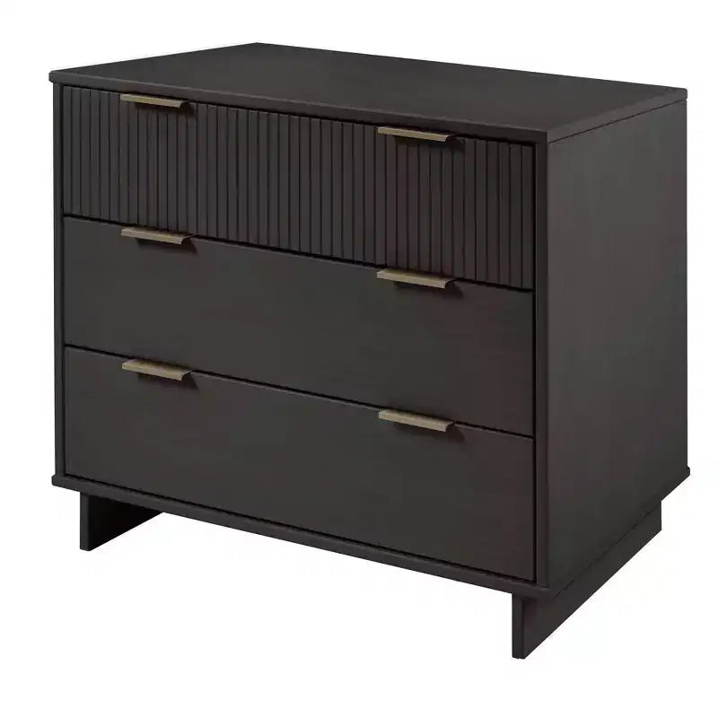 Set camera da letto Manhattan Comfort 3 pezzi Granville Comò stretto con cassettiera e comodino