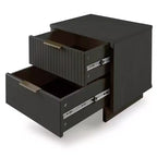Set camera da letto Manhattan Comfort 3 pezzi Granville Comò stretto con cassettiera e comodino