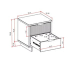 Set camera da letto Manhattan Comfort 3 pezzi Granville con cassettiera doppia e comodino