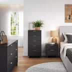 Set camera da letto Manhattan Comfort 3 pezzi Granville con cassettiera doppia e comodino