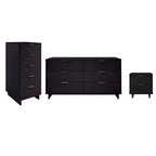 Set camera da letto Manhattan Comfort 3 pezzi Granville con cassettiera doppia e comodino