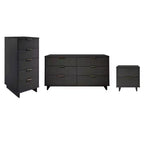 Set camera da letto Manhattan Comfort 3 pezzi Granville con cassettiera doppia e comodino