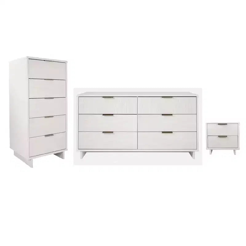Set camera da letto Manhattan Comfort 3 pezzi Granville con cassettiera doppia e comodino