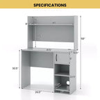 Scrivania per computer Costway con libreria, scrivania per ufficio, ripiano regolabile, tavolo da scrittura moderno per PC con supporto per CPU e armadietto con anta, 2 fori passacavi