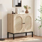 Mobile credenza, Mobile contenitore in rattan con ante e ripiani