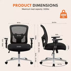 JIONJOY Sedia ergonomica da ufficio con schienale in rete ampia | Nera