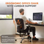JIONJOY Sedia ergonomica da ufficio con schienale in rete ampia | Nera