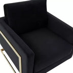 LeisureMod Lincoln poltrona a pozzetto imbottita - moderna sedia club in velluto con struttura architettonica in metallo dorato