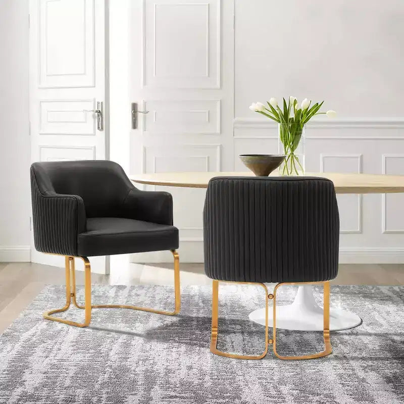 Manhattan Comfort Set of 2 Raya Modern Leatherette Upholstered Dining Armchairs