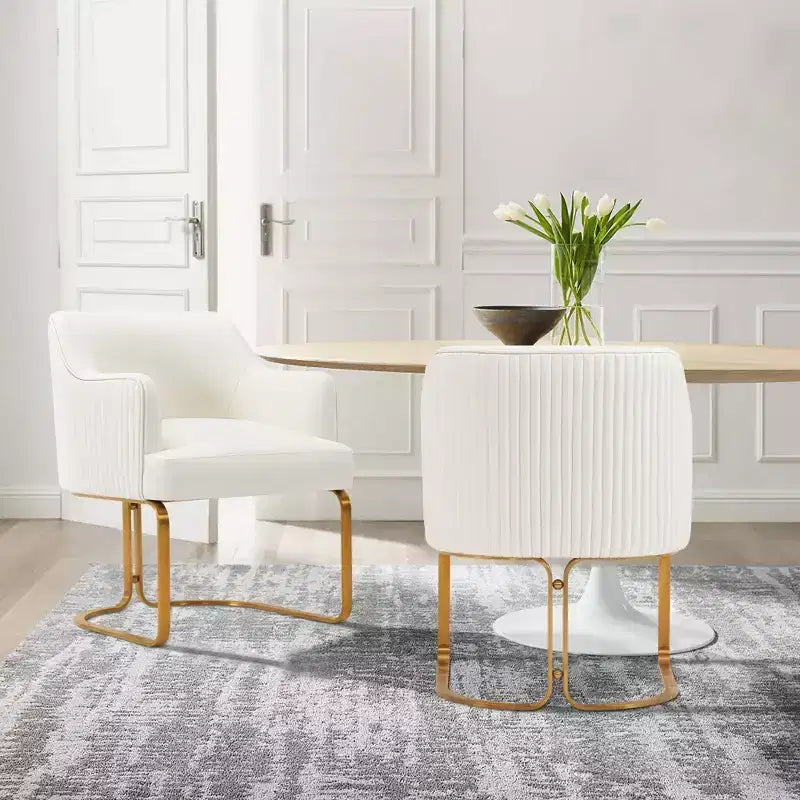 Manhattan Comfort Set di 2 Sedie da Pranzo Raya Moderne Imbottite in Similpelle con Braccioli