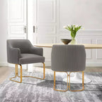 Manhattan Comfort Set di 2 Sedie da Pranzo Raya Moderne Imbottite in Similpelle con Braccioli