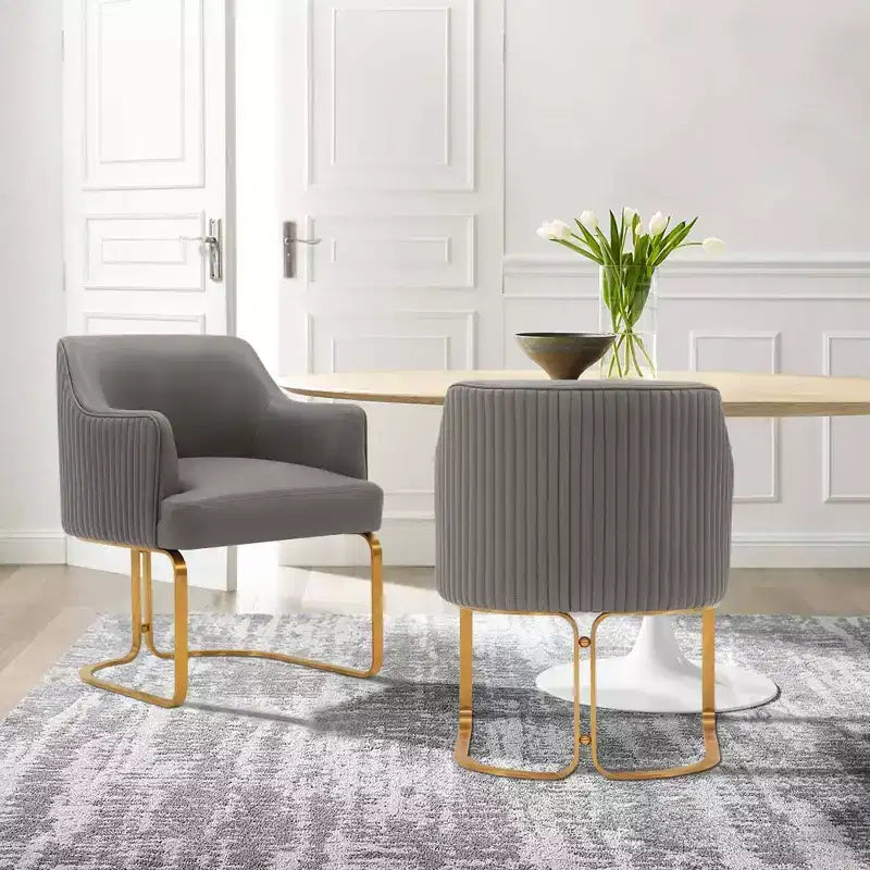 Manhattan Comfort Set di 2 Sedie da Pranzo Raya Moderne Imbottite in Similpelle con Braccioli